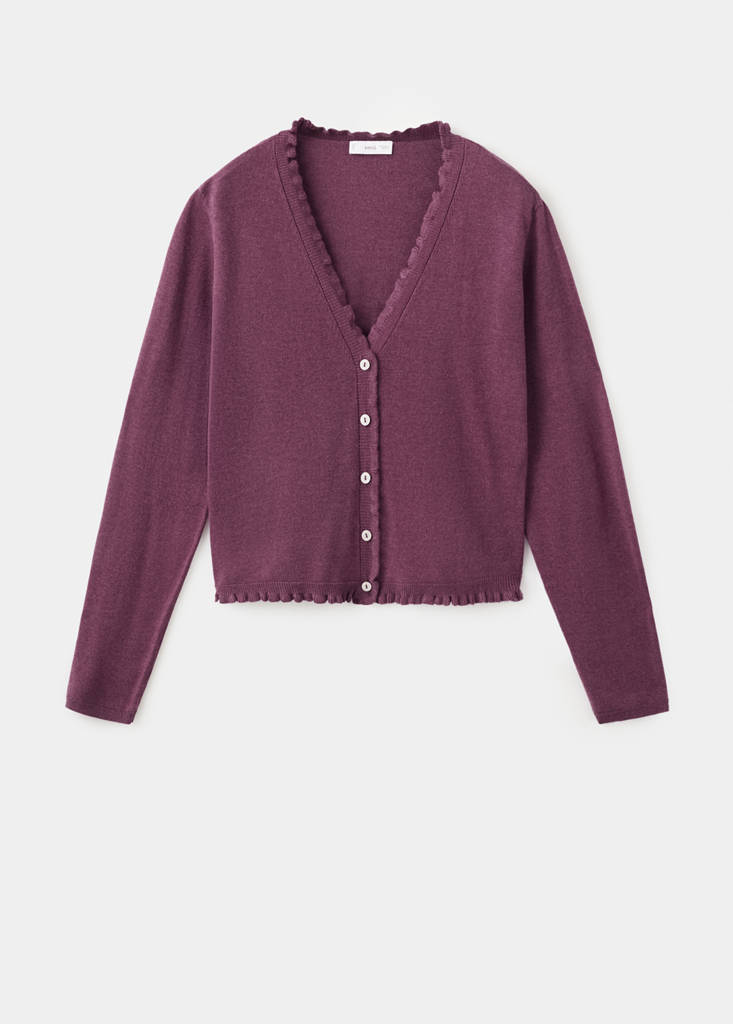 Ruffle  knit cardigan — Purple