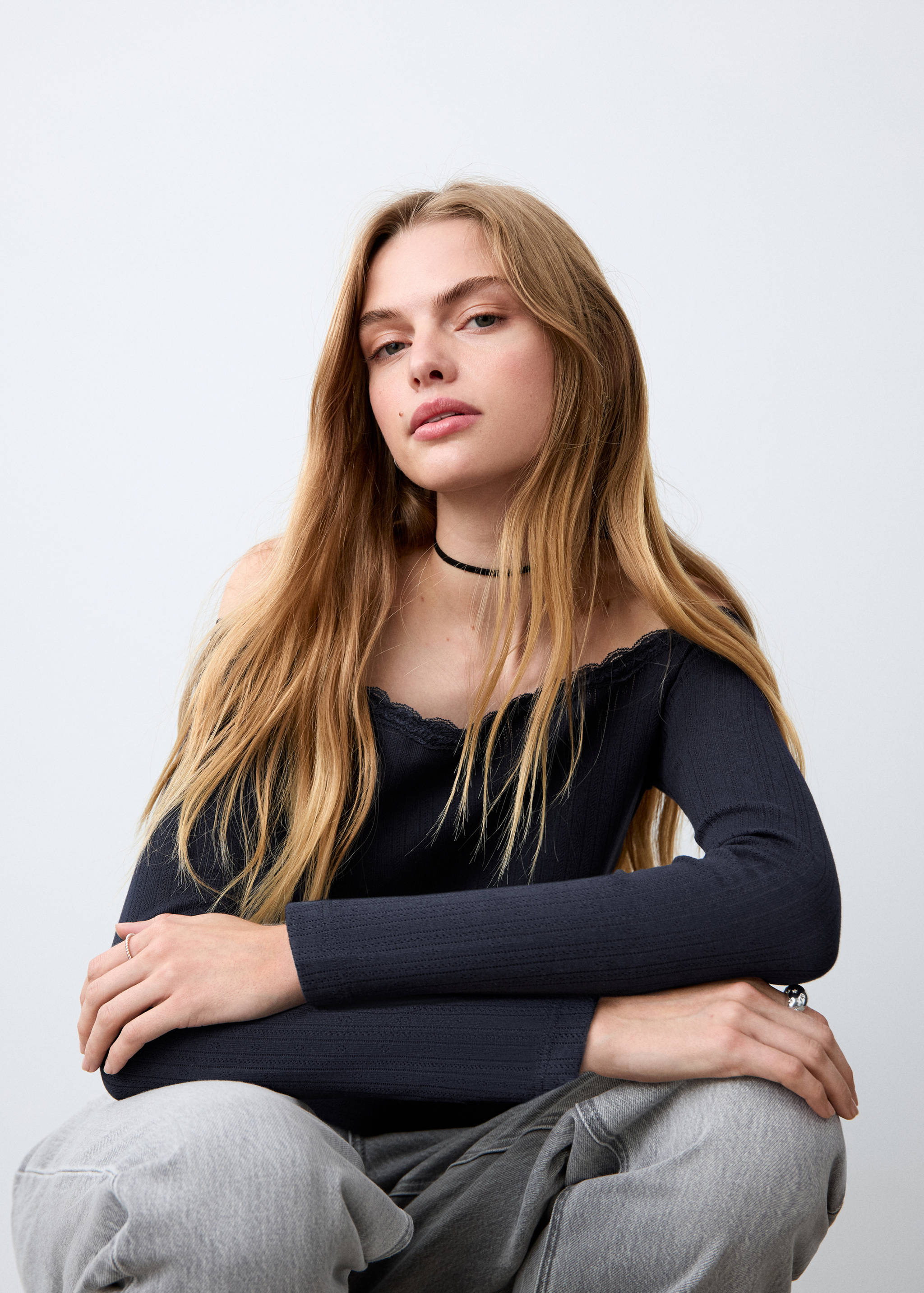 Кружевная футболка с вырезом «лодочка» - Деталь изделия 2