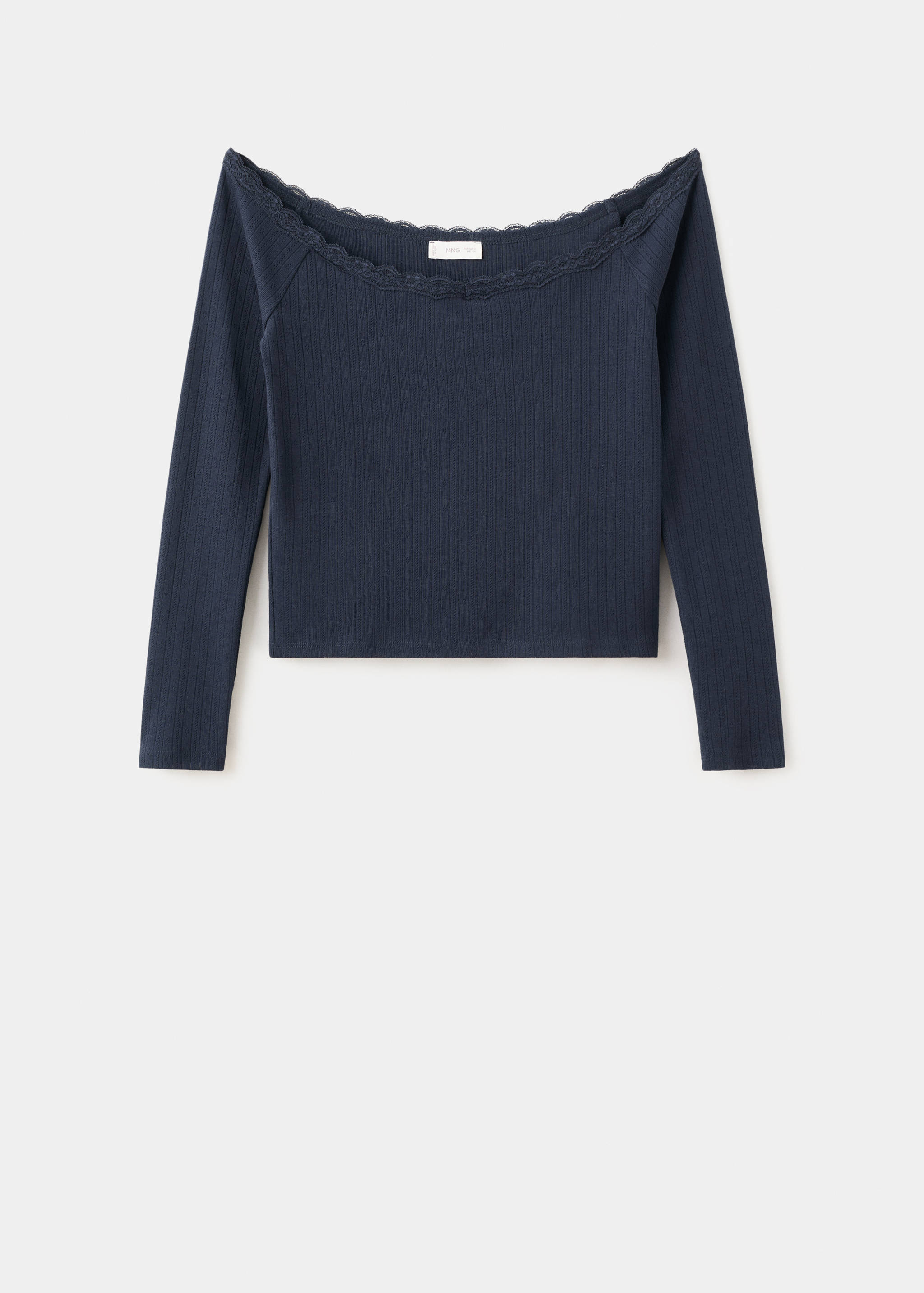 Кружевная футболка с вырезом «лодочка» - Изделие без модели