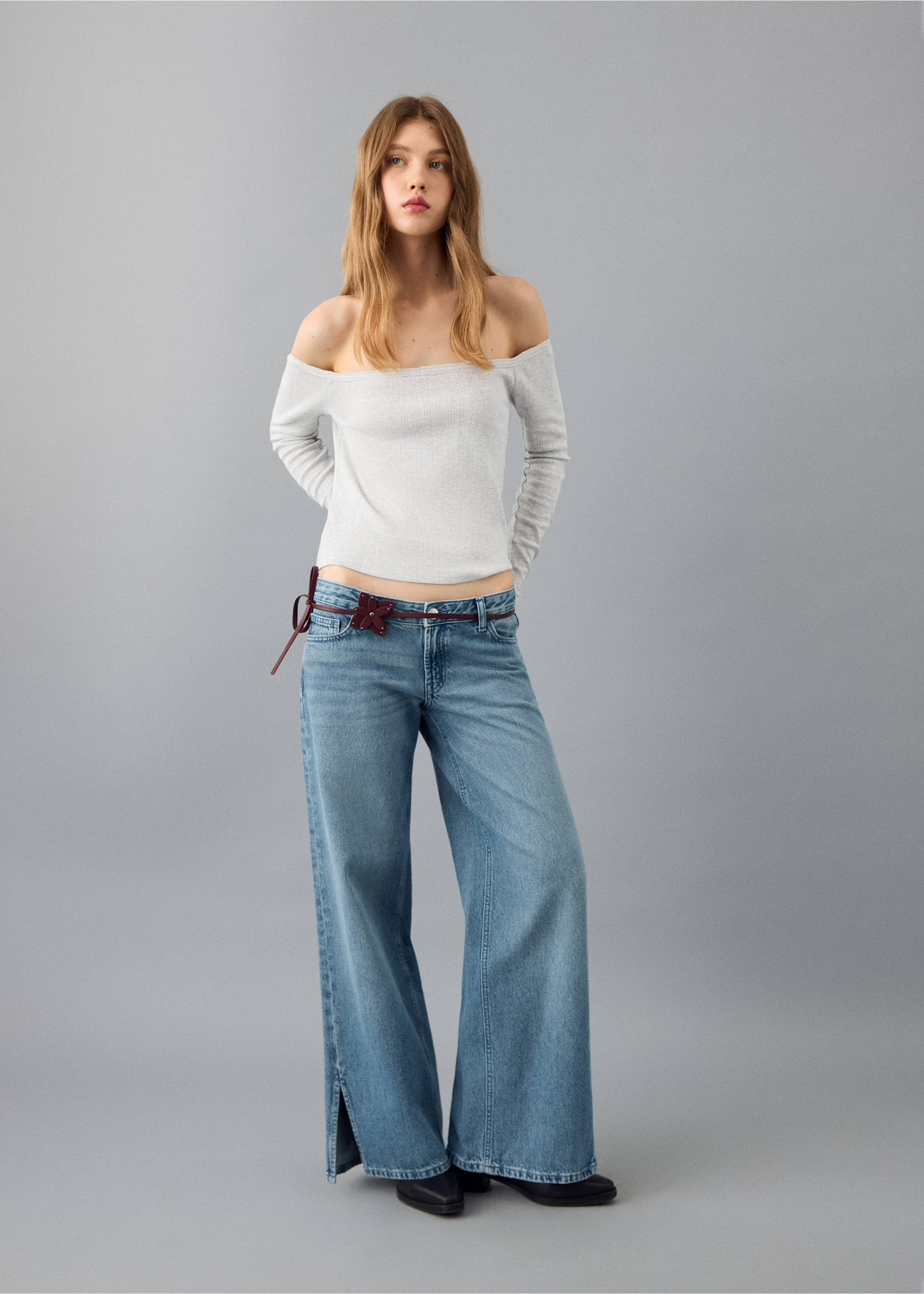 T-shirt col bateau - Plan général, Gris chiné moyen. Ref: 27021518-00.