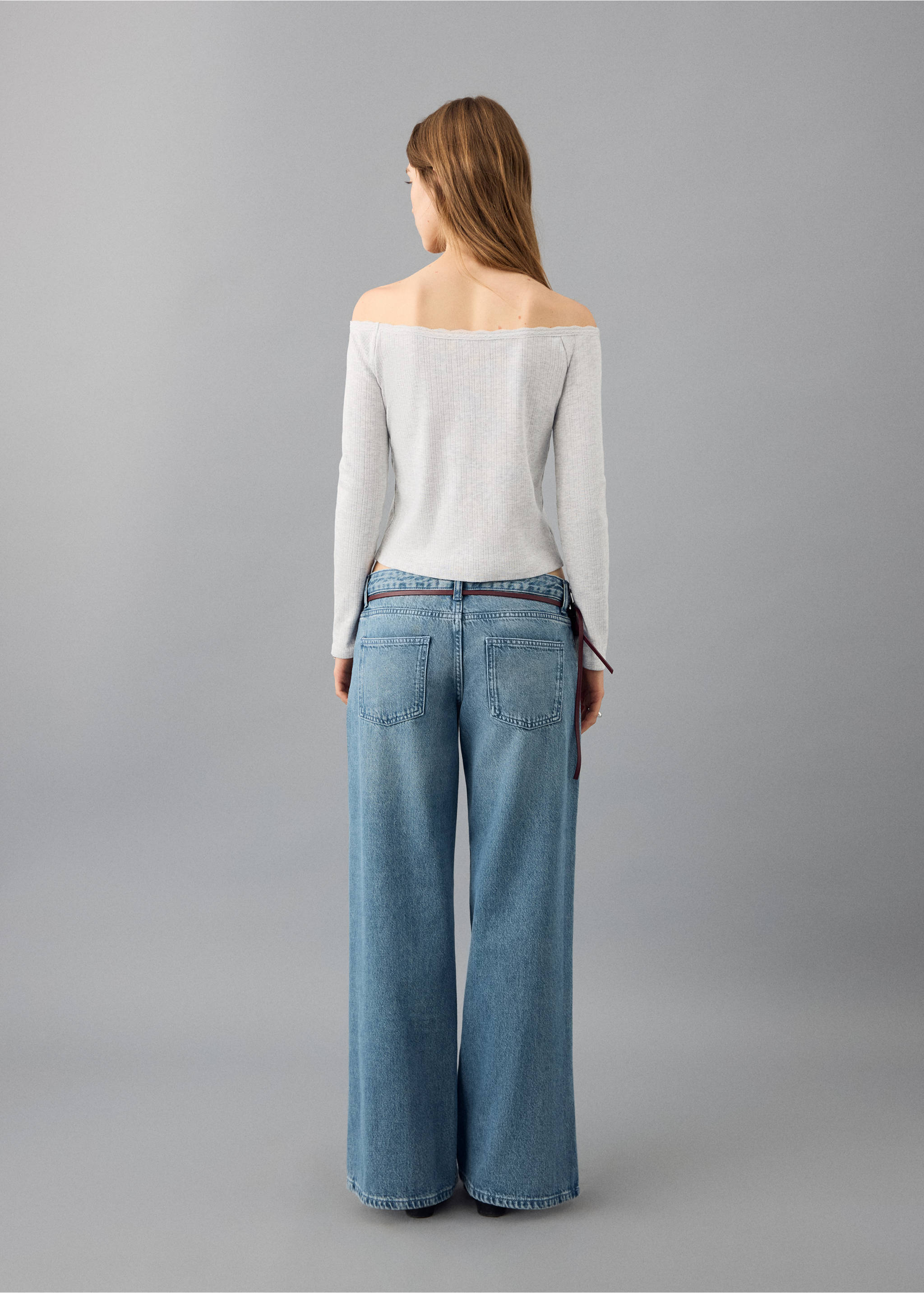 T-shirt col bateau - Verso de l’article, Gris chiné moyen. Ref: 27021518-00.