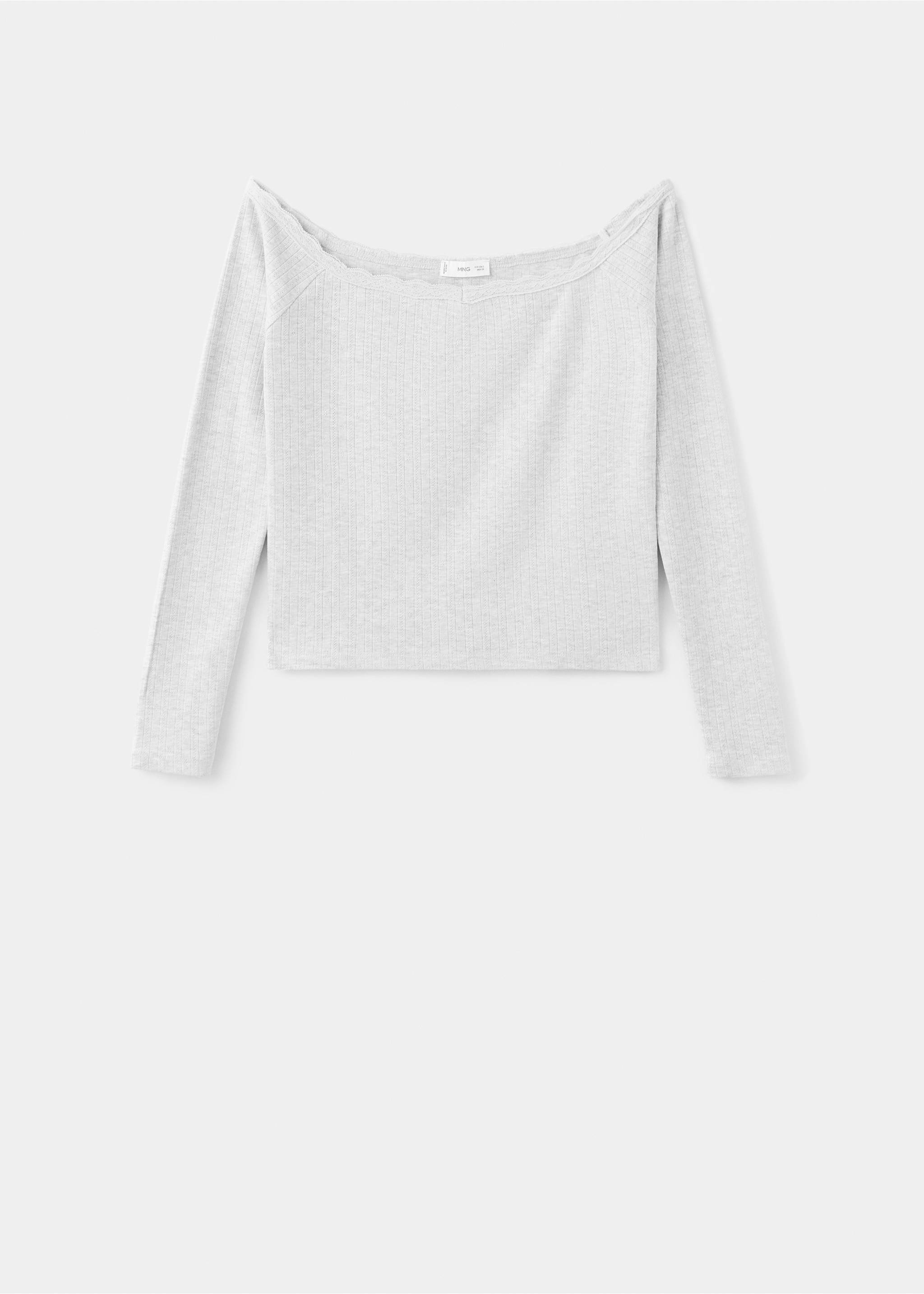 T-shirt col bateau - Article sans modèle, Gris chiné moyen. Ref: 27021518-00.