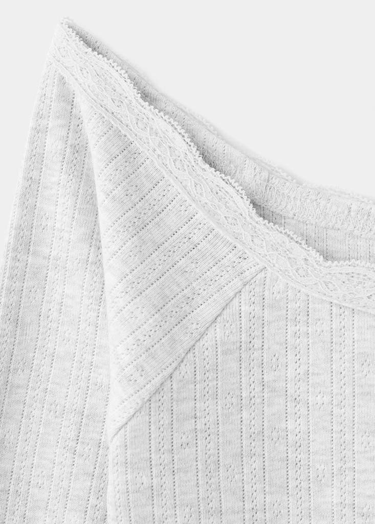 Lace boat-neck t-shirt — Medium Heather Grey