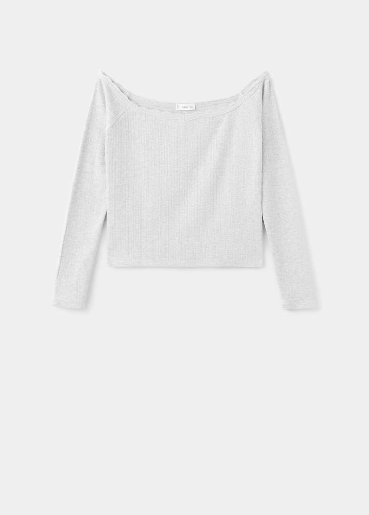 Lace boat-neck t-shirt — Medium Heather Grey