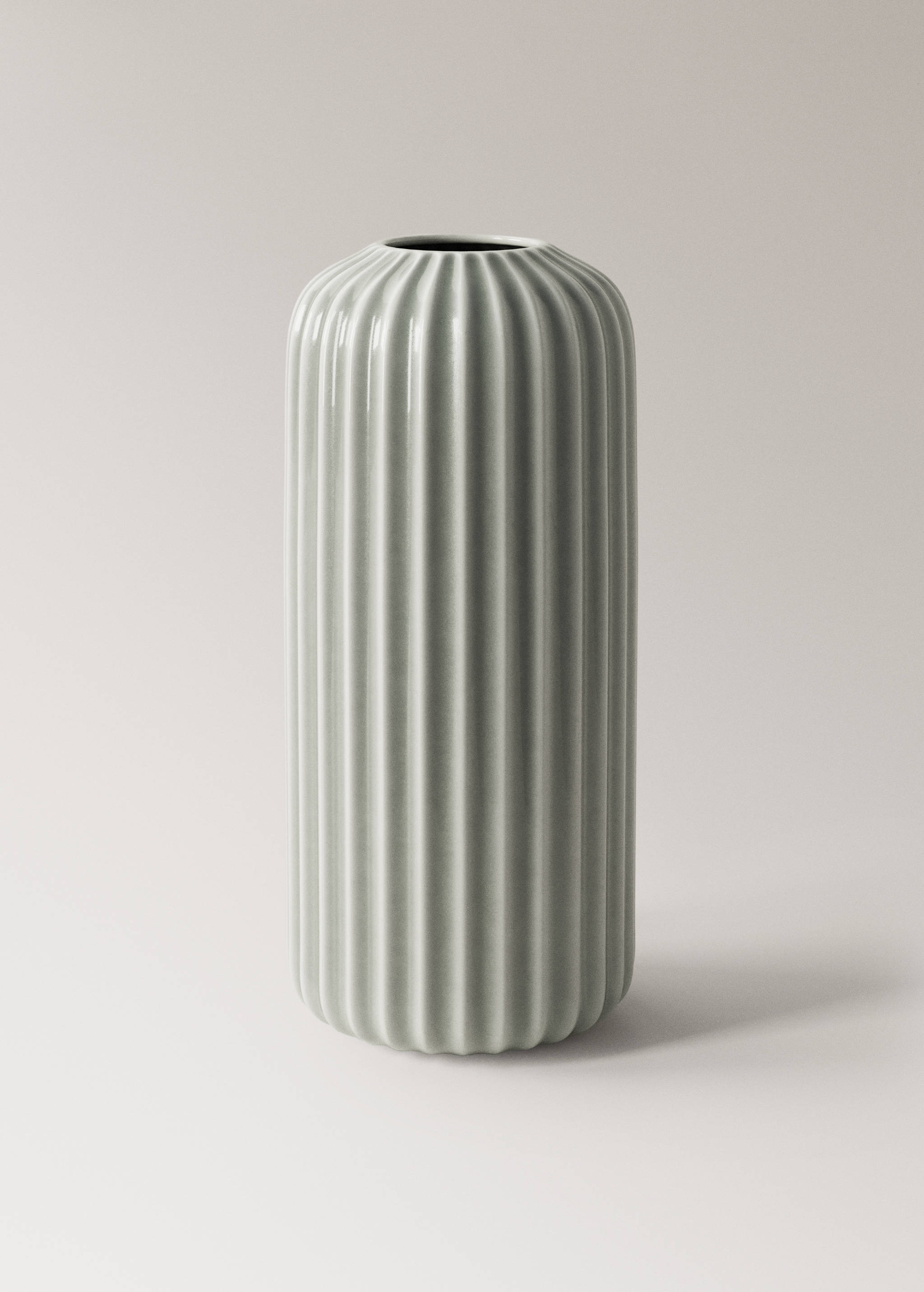 Tall stoneware vase with stripes - Article without model