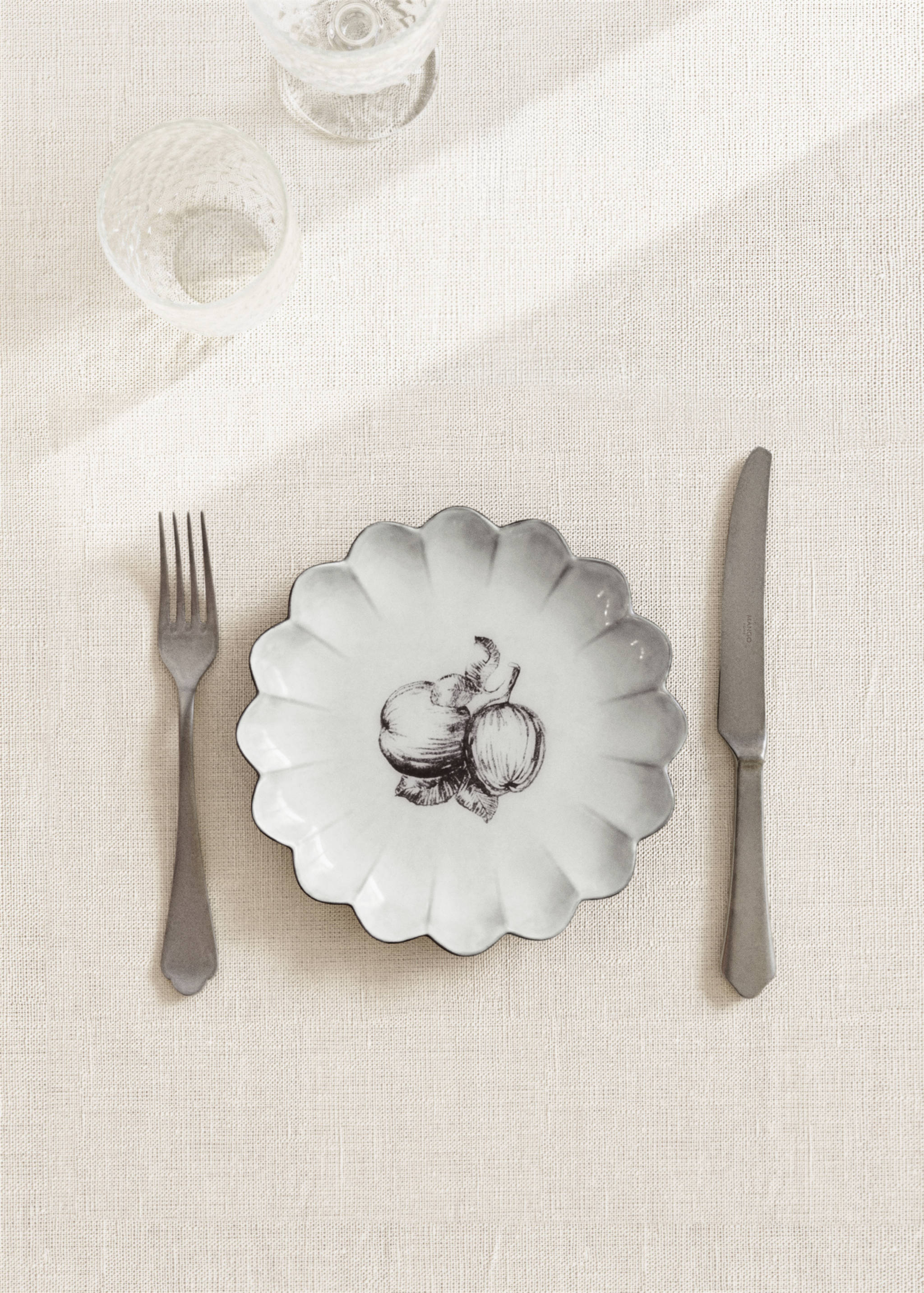 Dessertteller aus Steingut mit gewellter Form - Allgemeine Ansicht