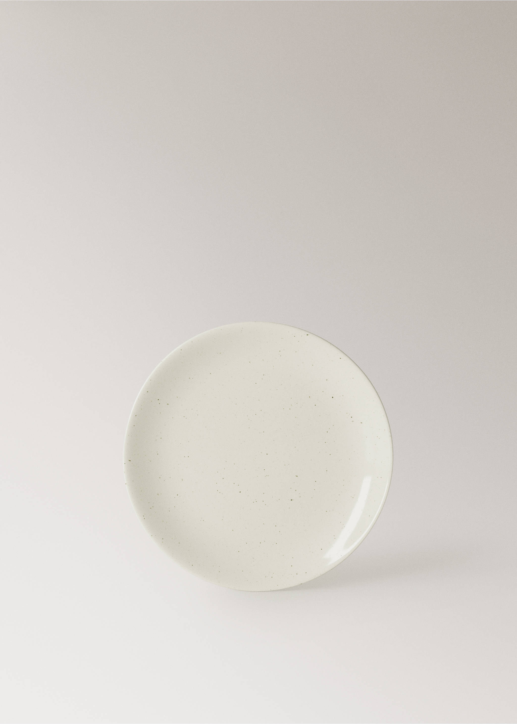 Dessertbord van steengoed met stippen - Artikel zonder model, Gebroken wit. Ref: 27021529-00.