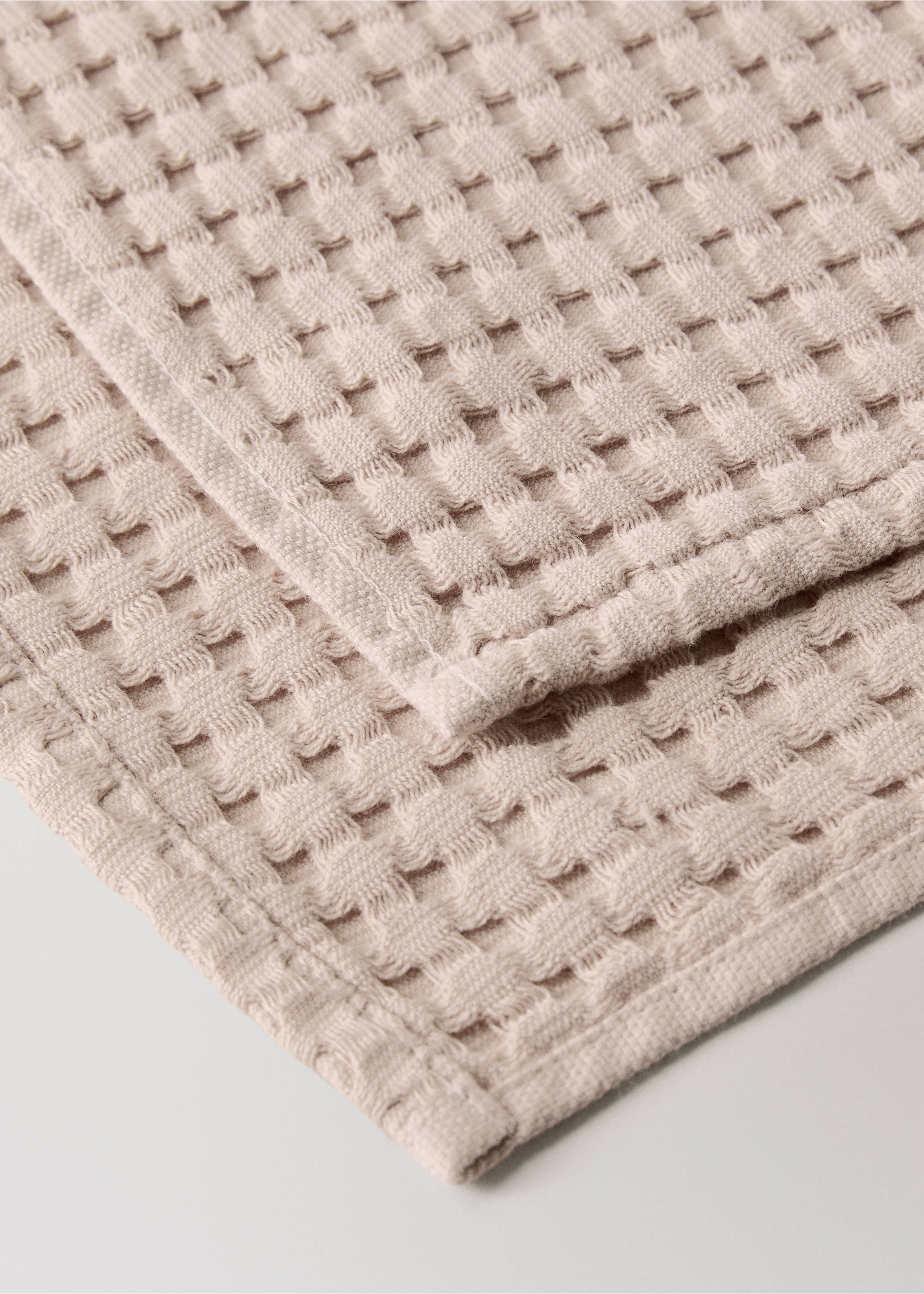 Cotton waffle hand towel - Details of the article 1, Apricot. Ref: 27021531-00.