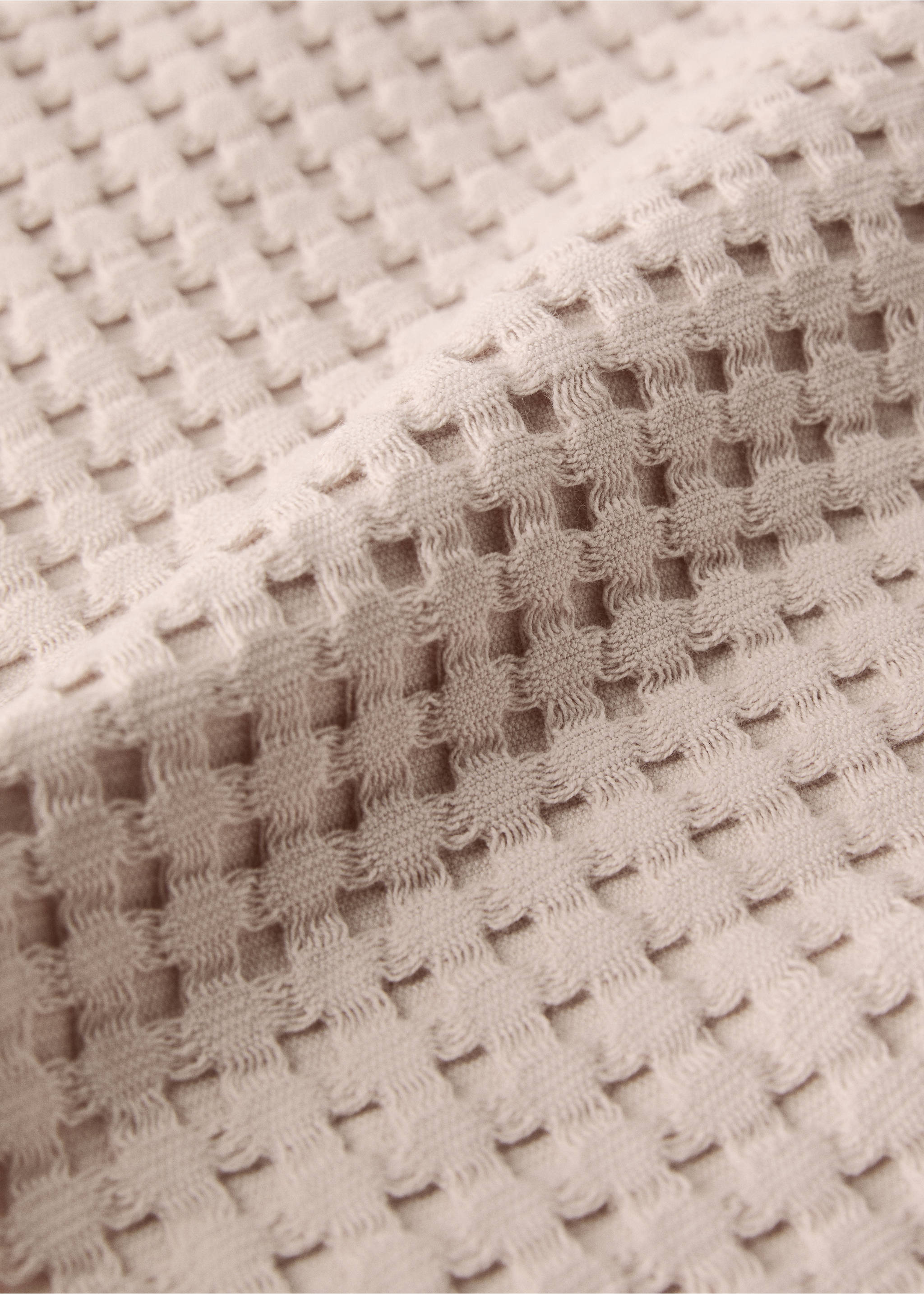 Cotton waffle hand towel - Details of the article 2, Apricot. Ref: 27021531-00.