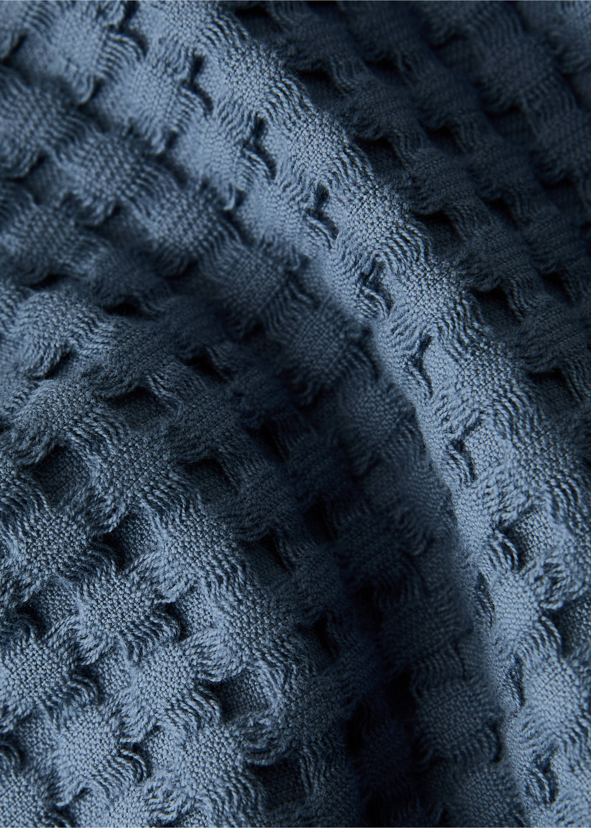 Cotton waffle hand towel - Details of the article 1, Indigo Blue. Ref: 27021531-00.