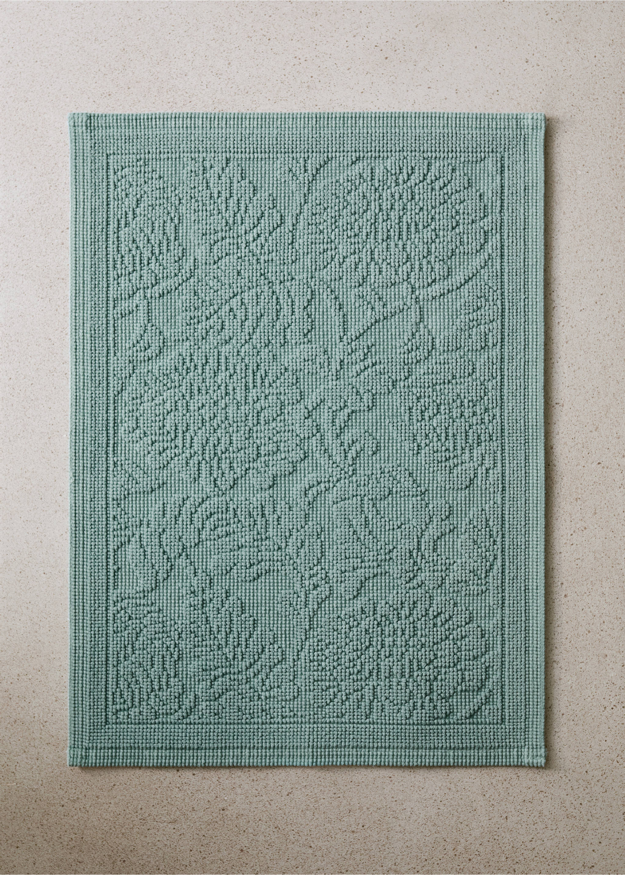 Килимче за баня с жакардови цветя - Обща равнина, Аква зелено. Ref: 27021535-00.