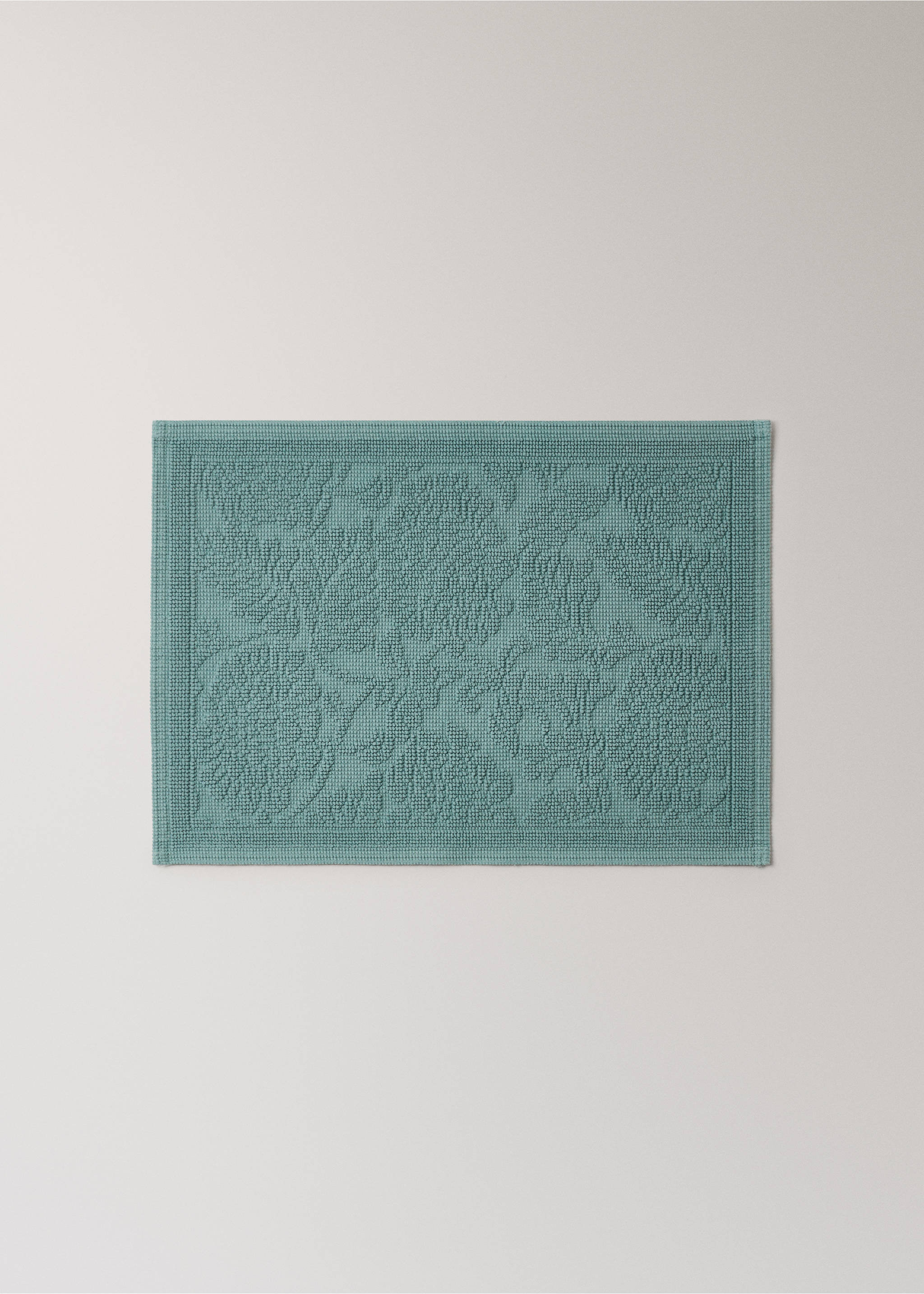 Jacquard flower bath mat - Article without model, Aqua Green. Ref: 27021535-00.