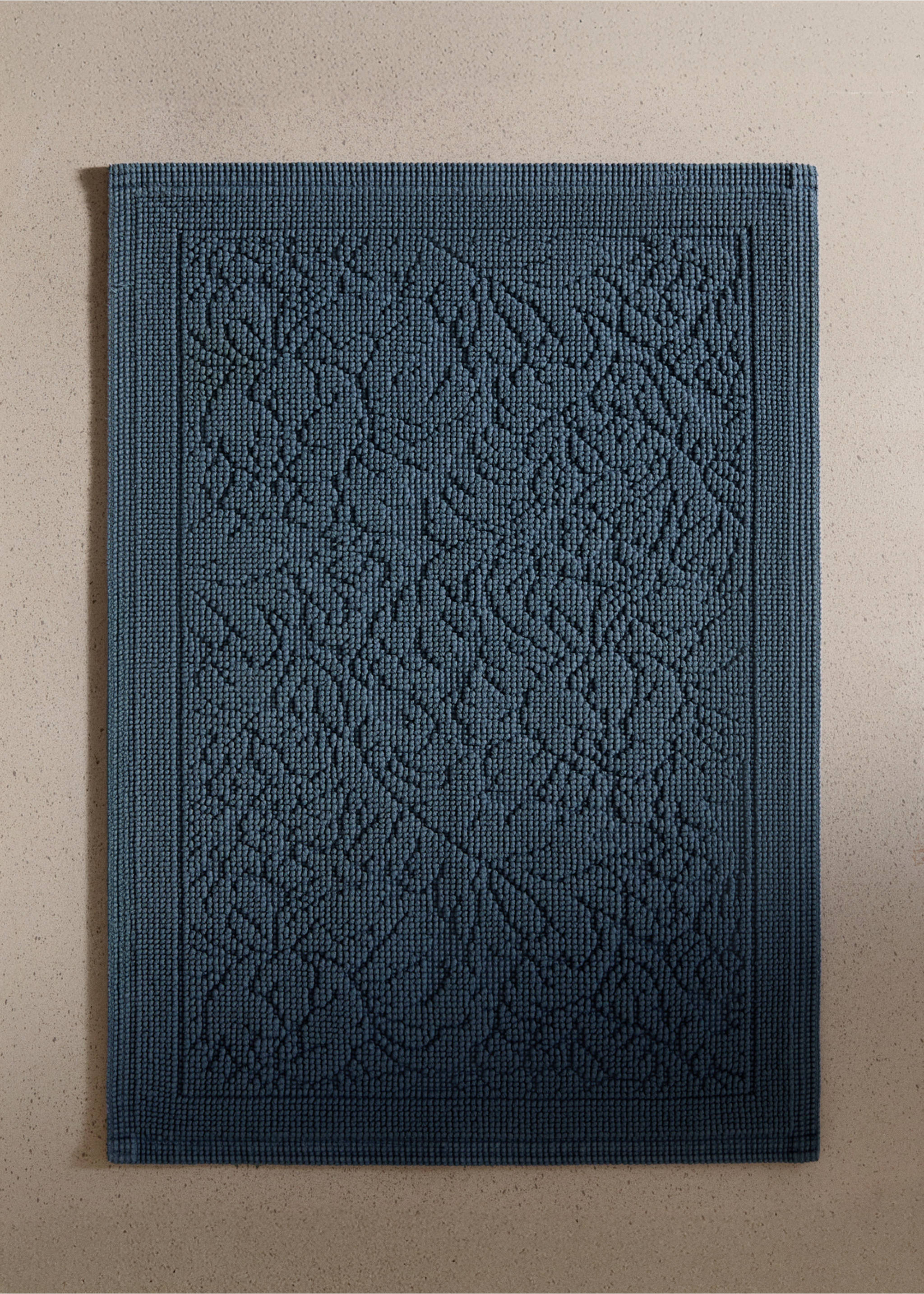 Cotton jacquard bath rug - General plane, Blue. Ref: 27021537-00.