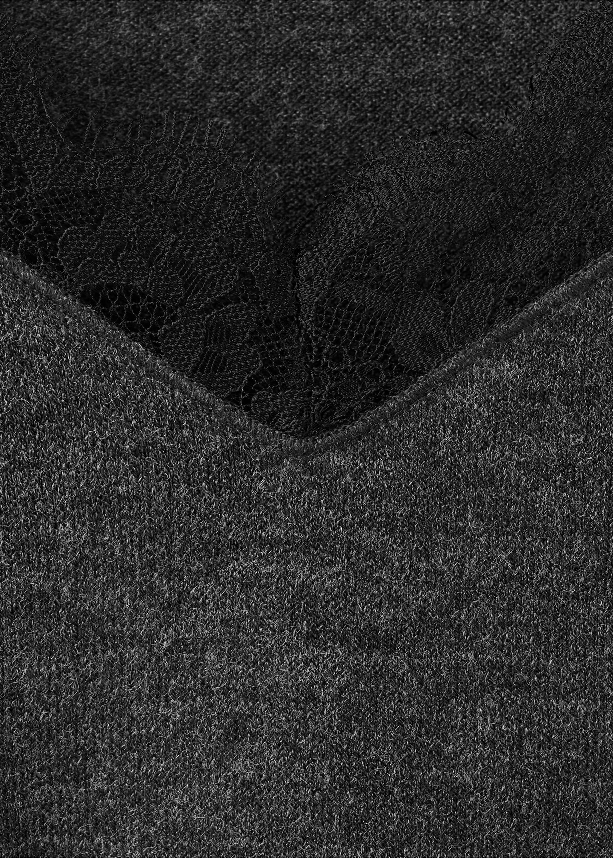 Lace-trimmed scoop-neck top - Details of the article 0, Medium Heather Grey. Ref: 27021540-00.