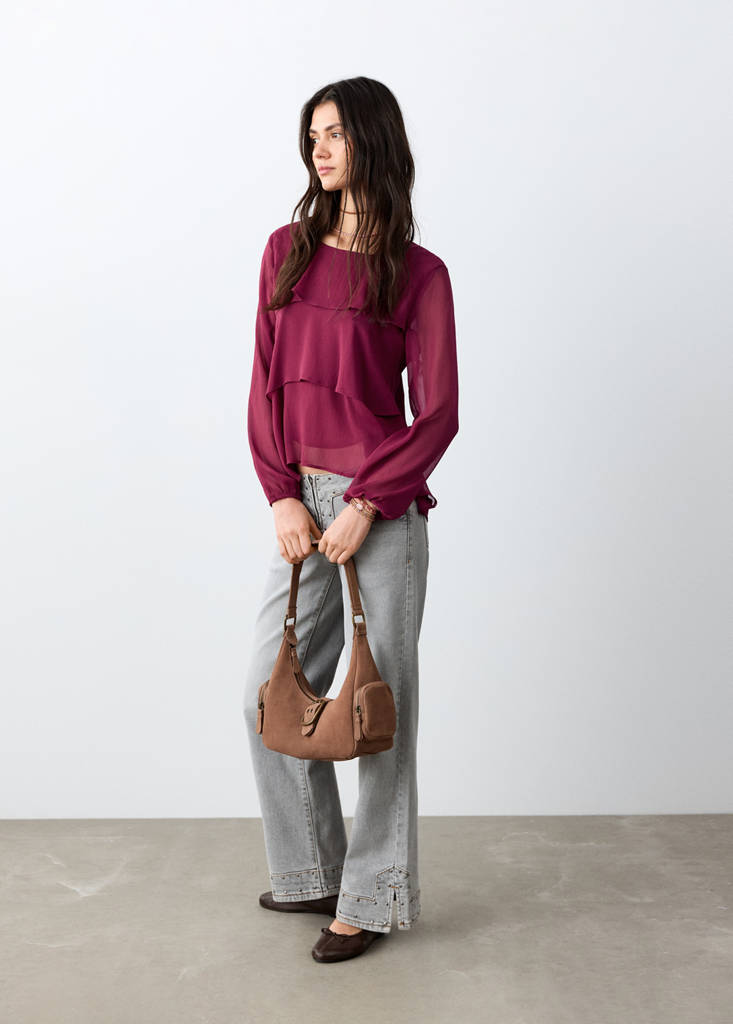 Fluid ruffled blouse — Purple