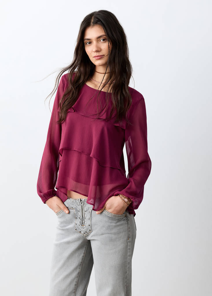 Fluid ruffled blouse — Purple