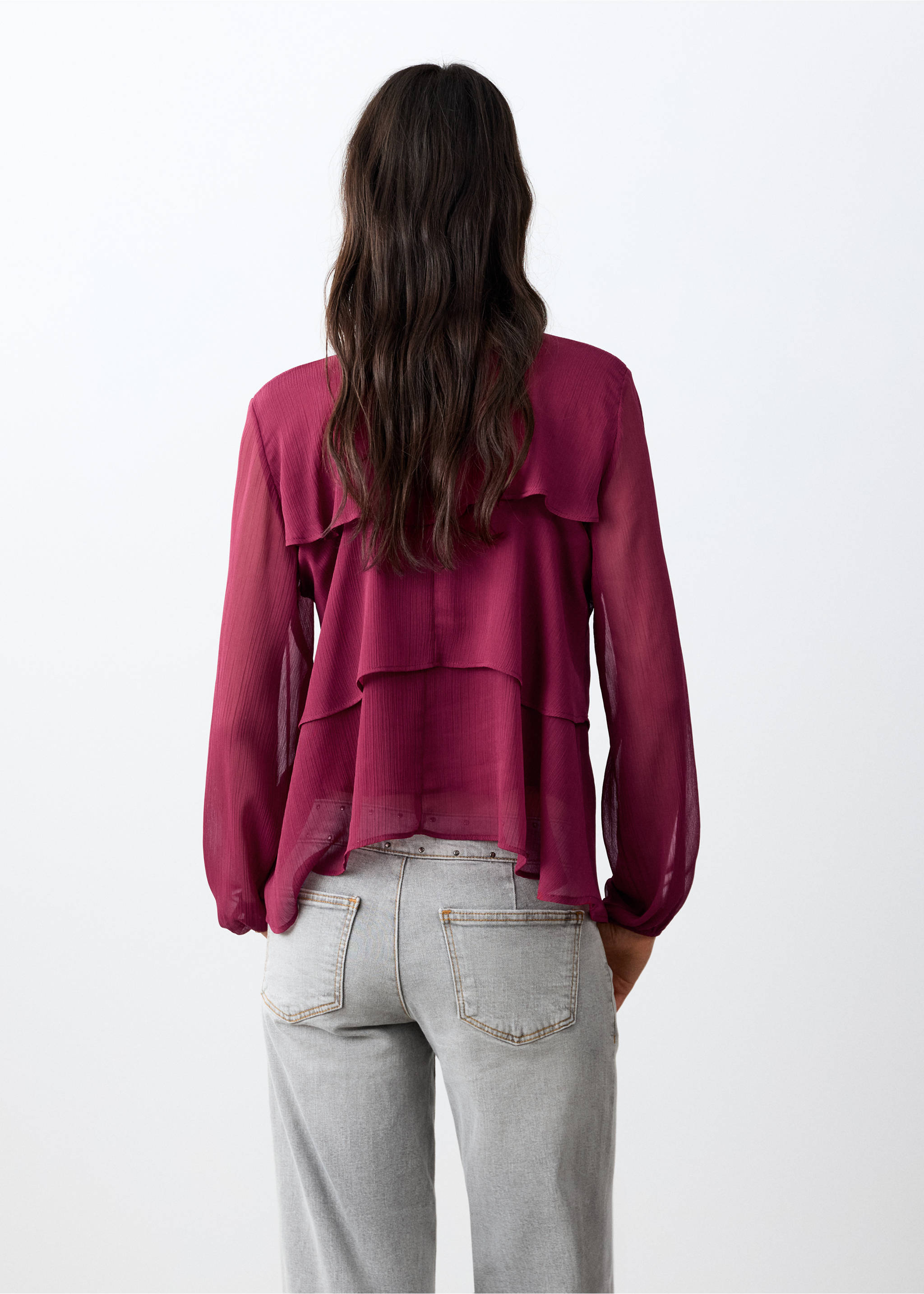 بلوزة بكشكشة مريحة - الجهة الخلفية للمنتج, أرجواني. Ref: 27021541-00.