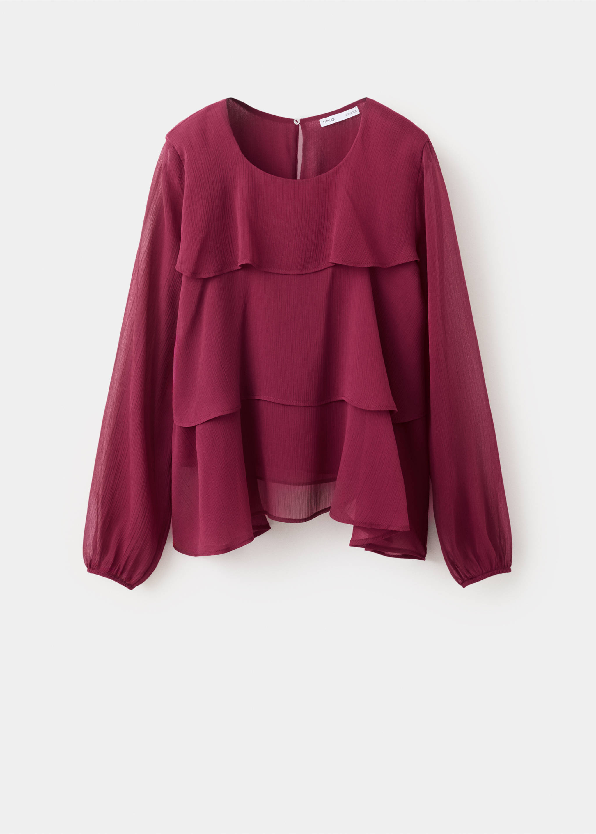 Легкая блуза с воланами - Изделие без модели, Пурпурный. Ref: 27021541-00.