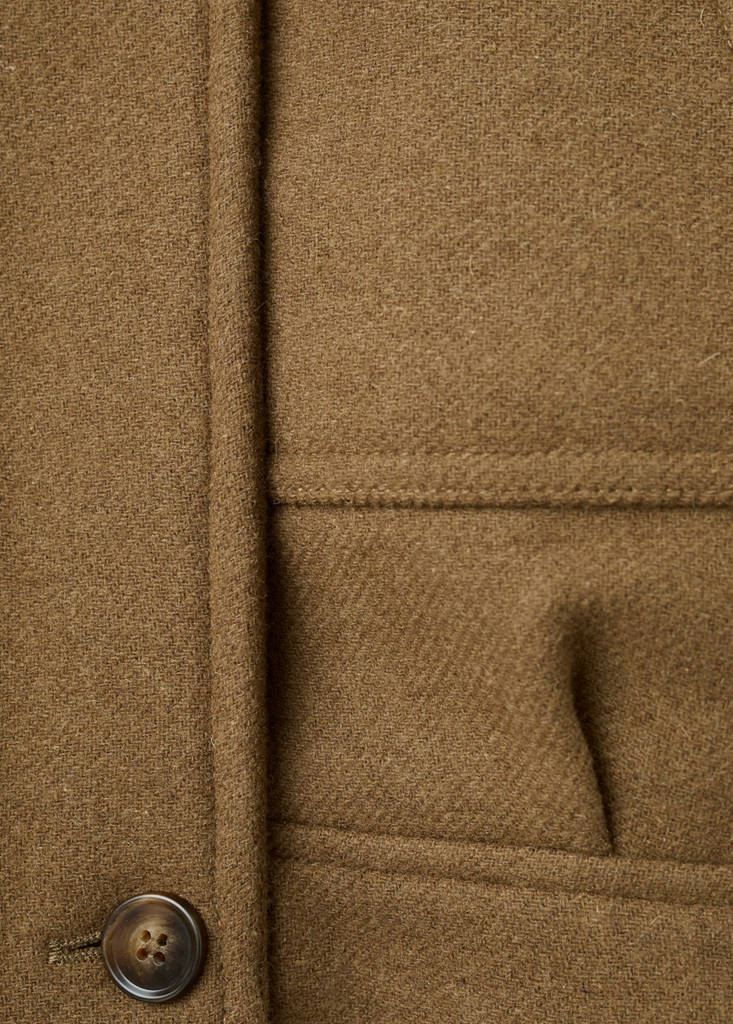 Wool blend jacket with fur collar — Brown
