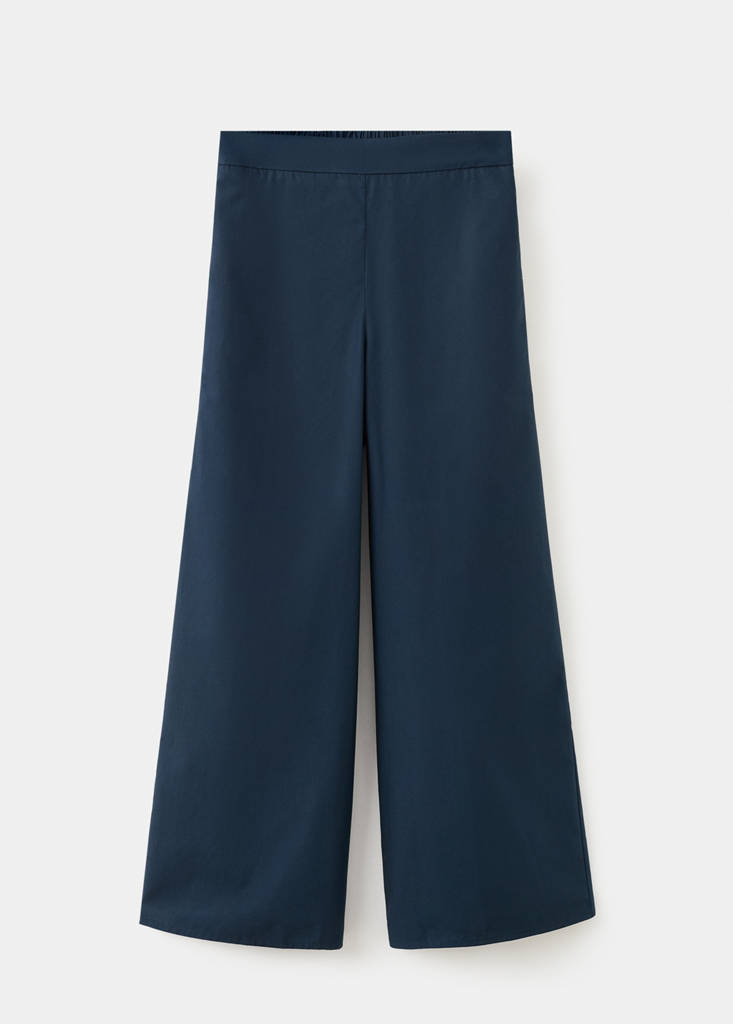 Straight-fit trousers with elastic waist — Navy