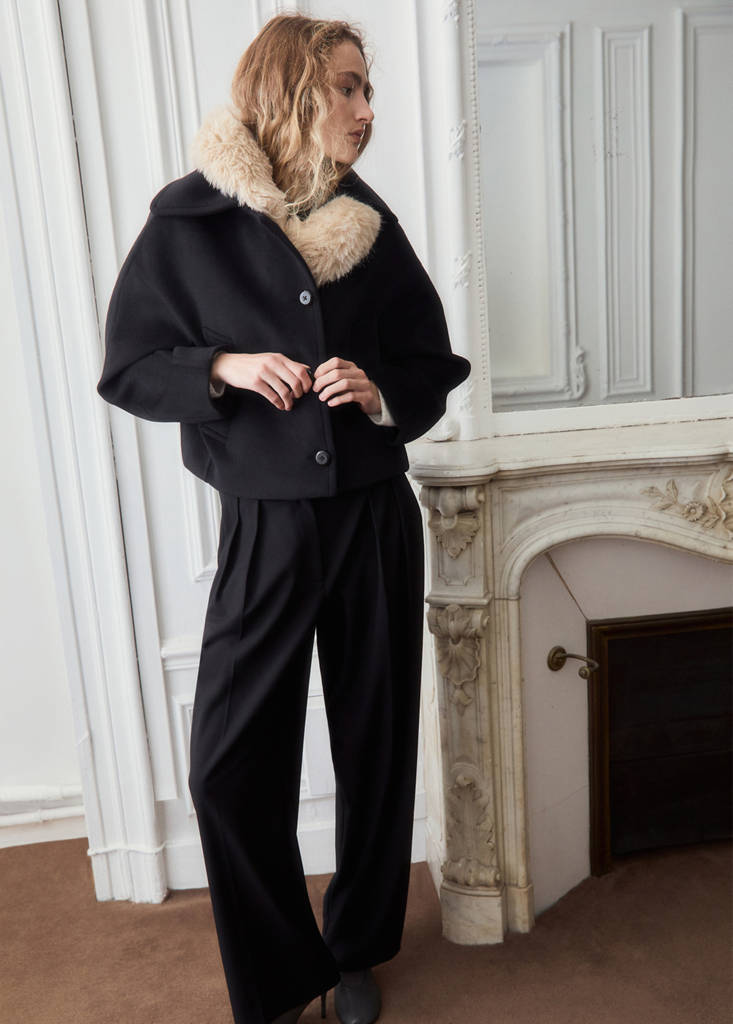Wool jacket with shirt collar — Nero