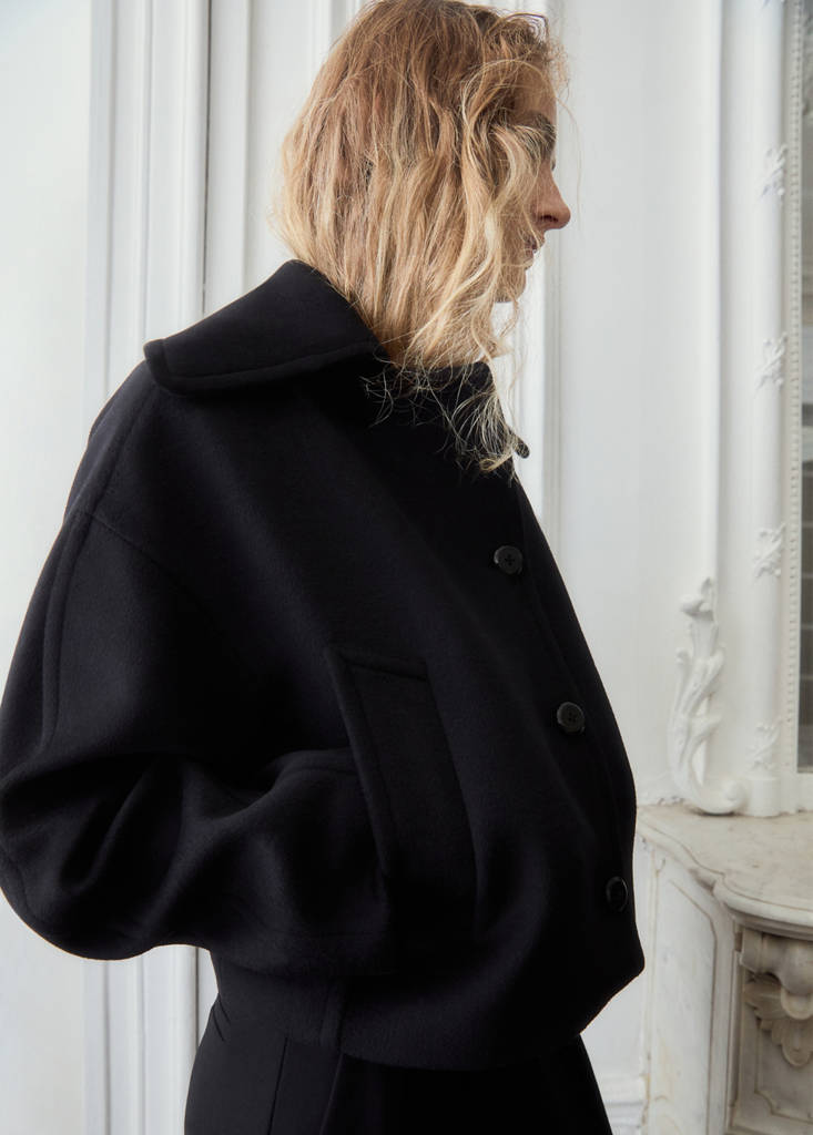 Wool jacket with shirt collar — Nero