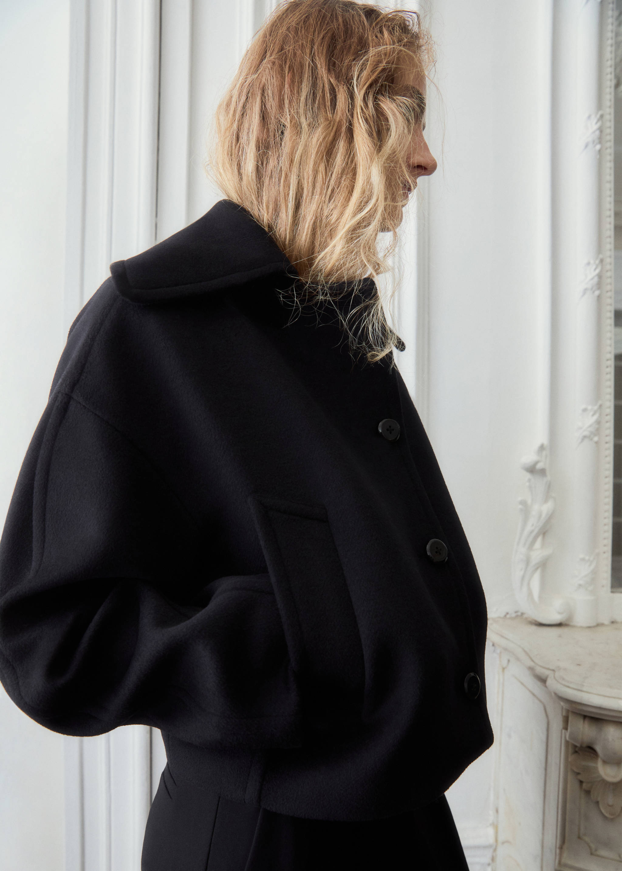 Wool jacket with shirt collar - Medium plane