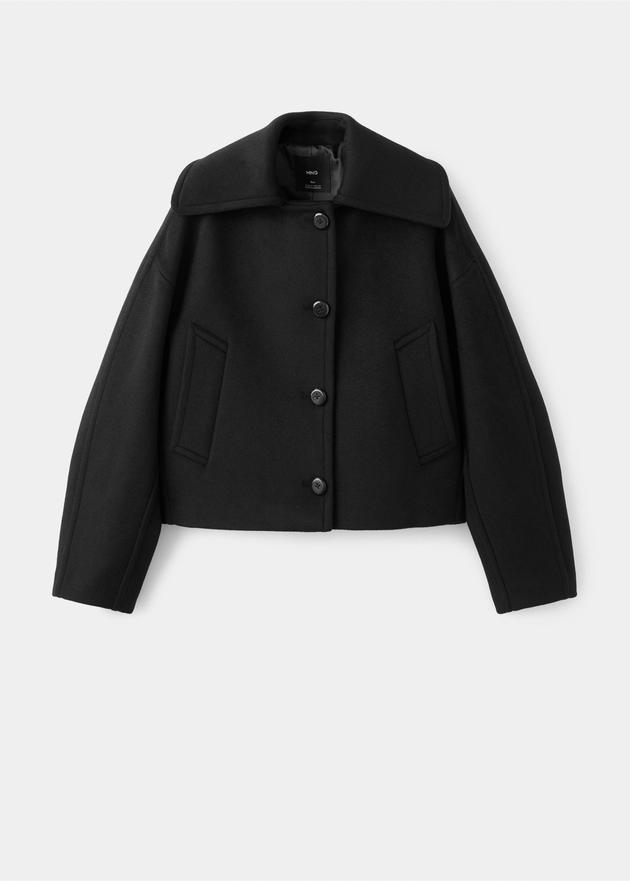 Wool jacket with shirt collar - Article without model, Black. Ref: 27022540-00.