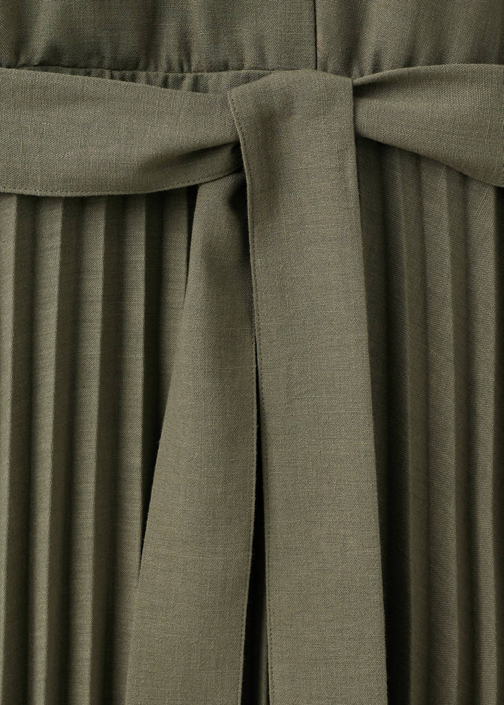 Pleated shirt dress — Khaki