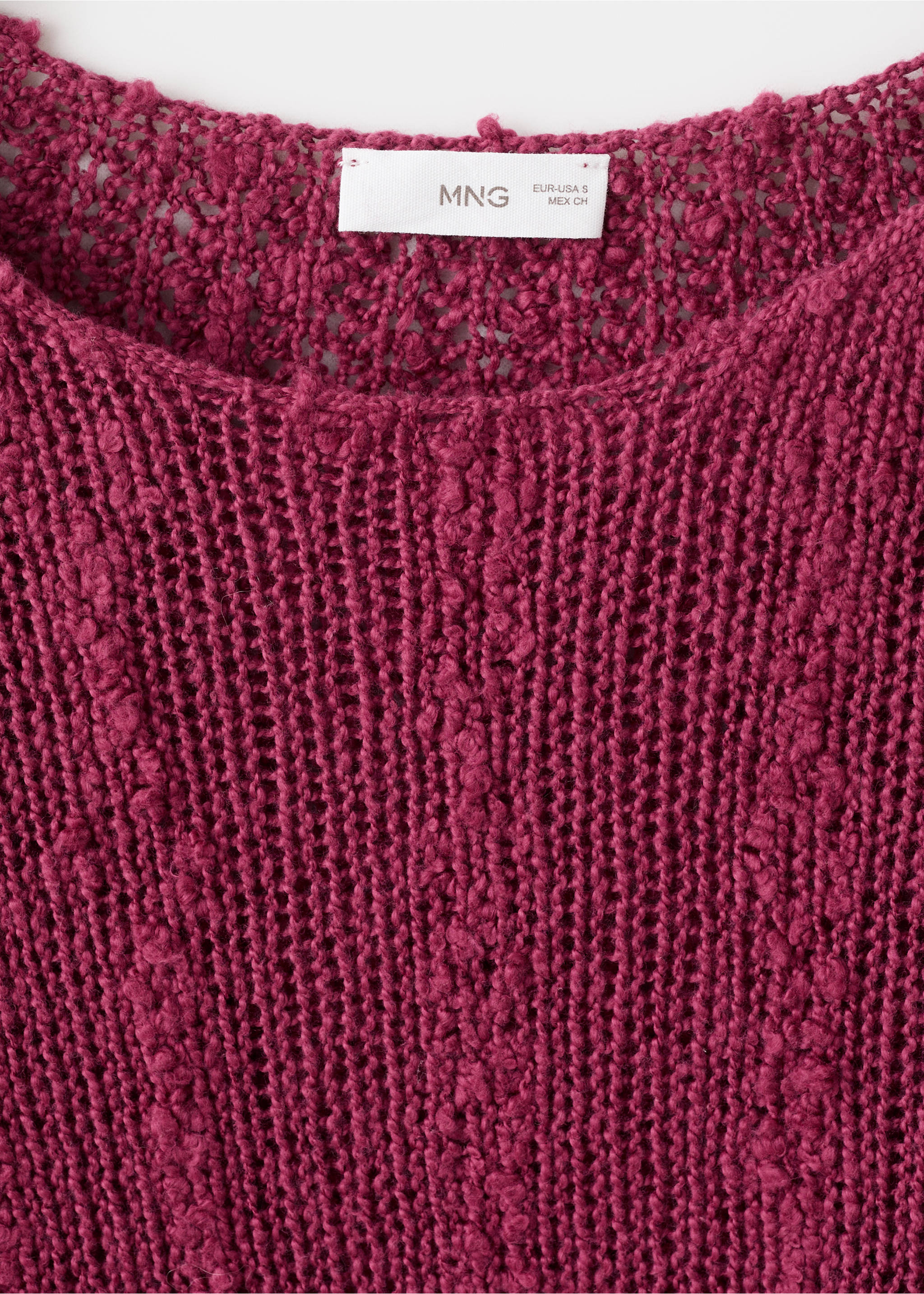 Fine-knit sweater - Details of the article 8, Cherry. Ref: 27022543-00.