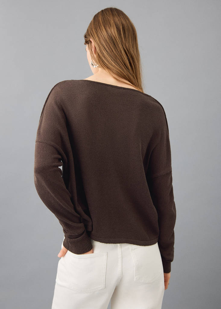 Strickpullover mit Schlitzen — Braun