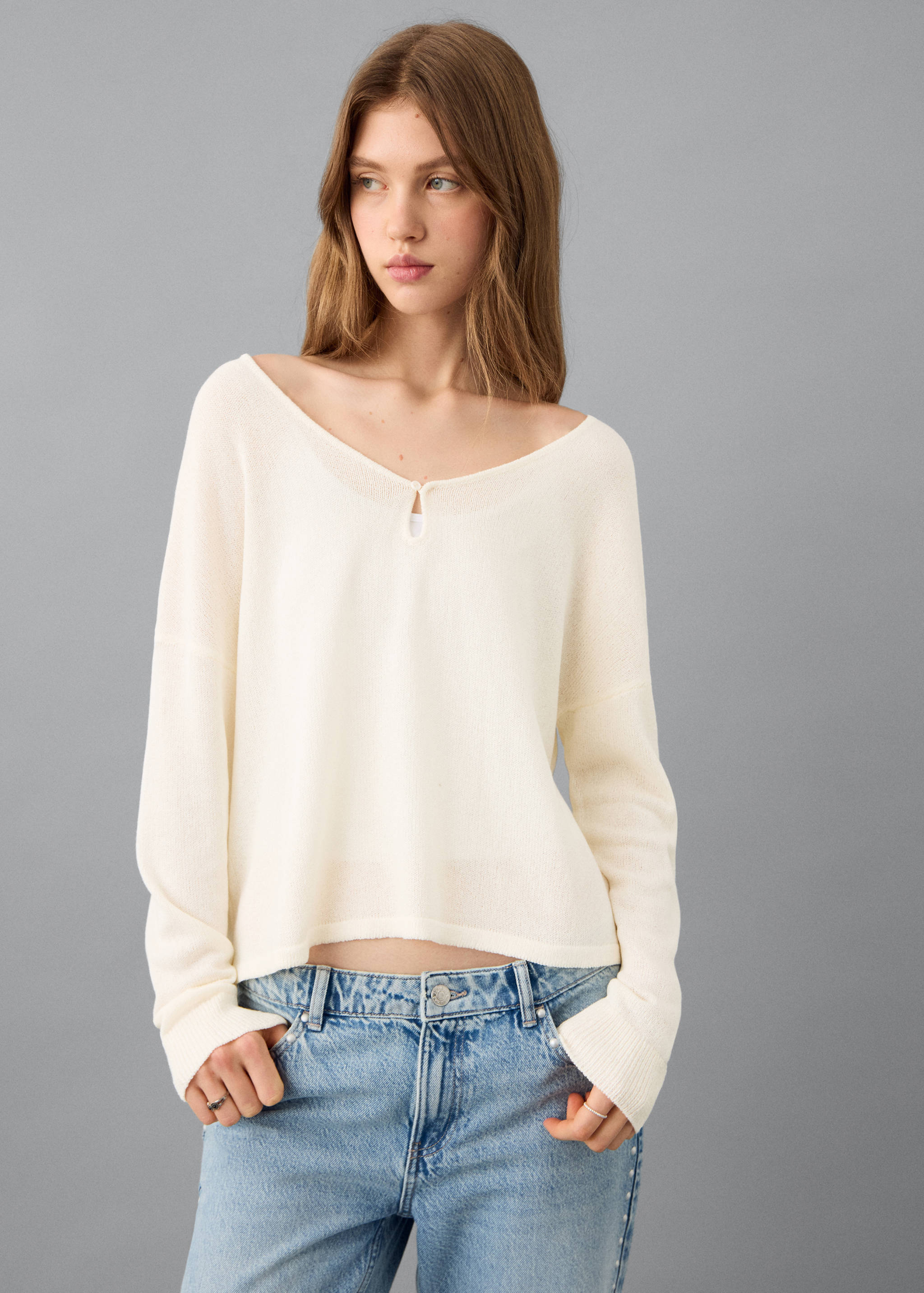 Pull-over maille ouvertures - Plan moyen