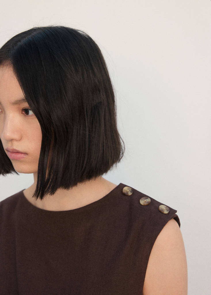 Linen wrap dress — Chocolate