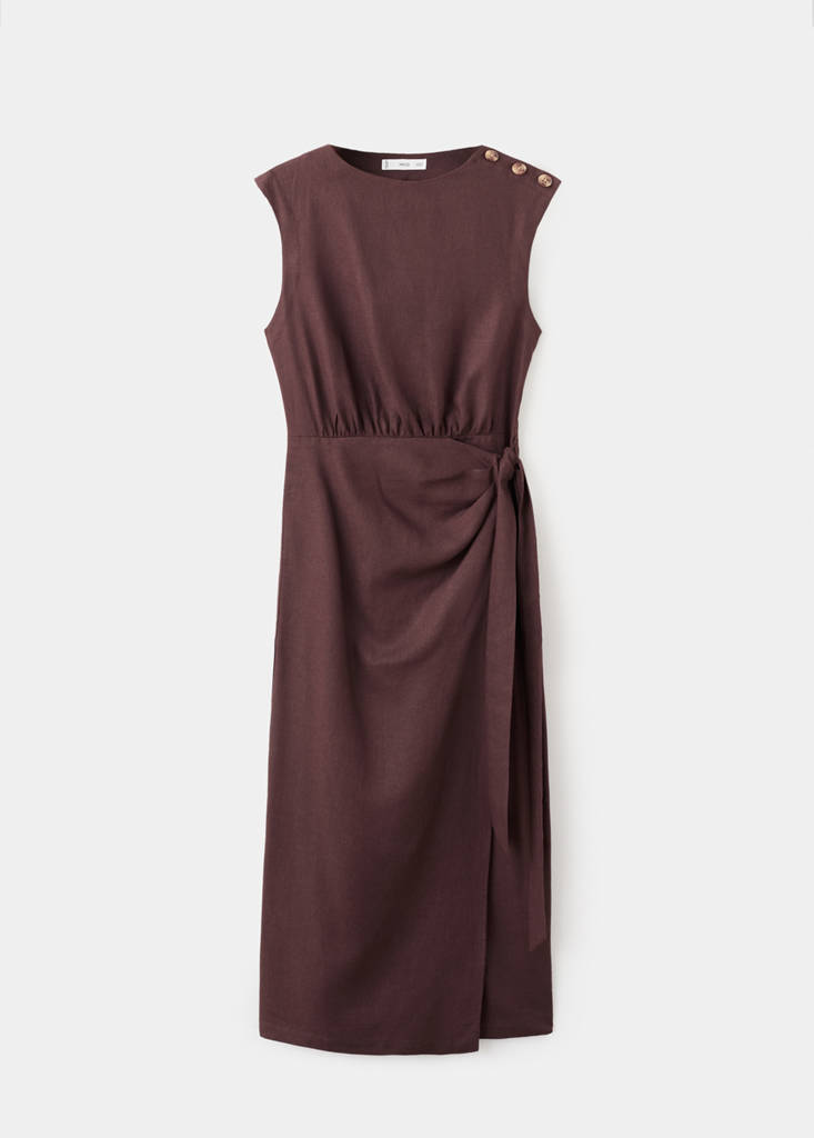 Linen wrap dress — Chocolate