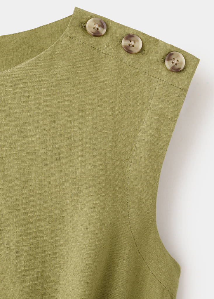 Linen wrap dress — Olive Green