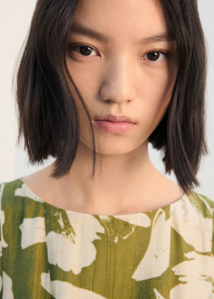 Floral-print flared dress — Green