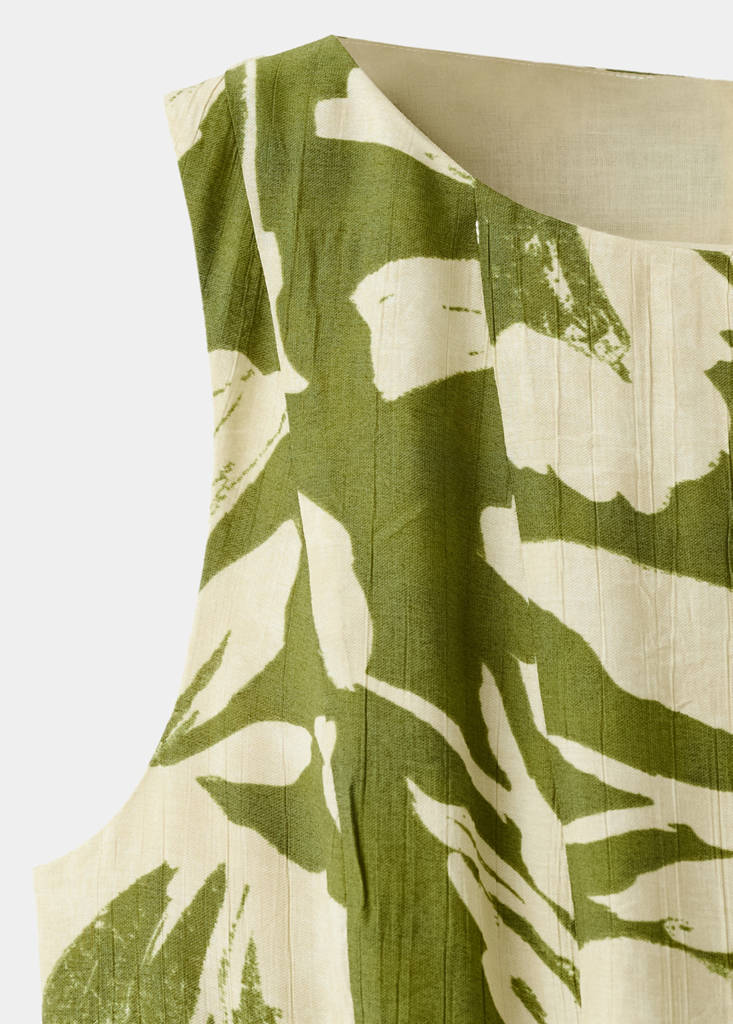 Floral-print flared dress — Green