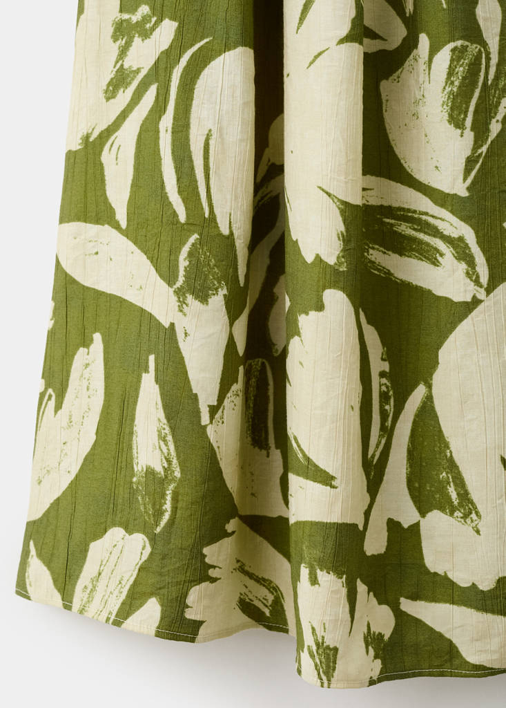 Floral-print flared dress — Green