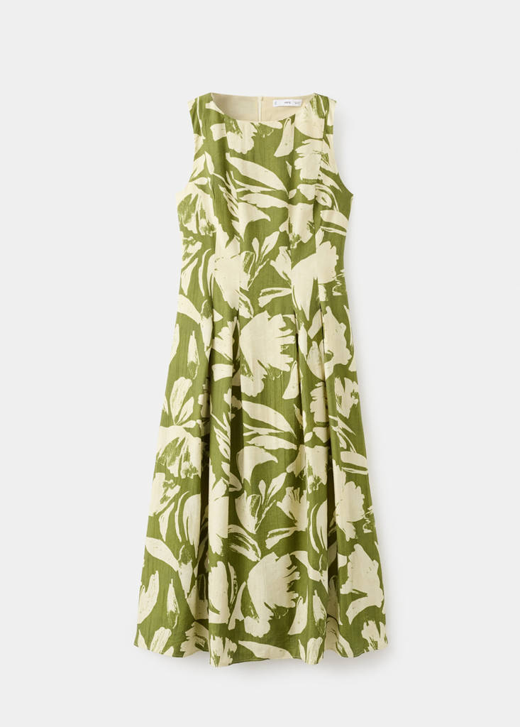 Floral-print flared dress — Green