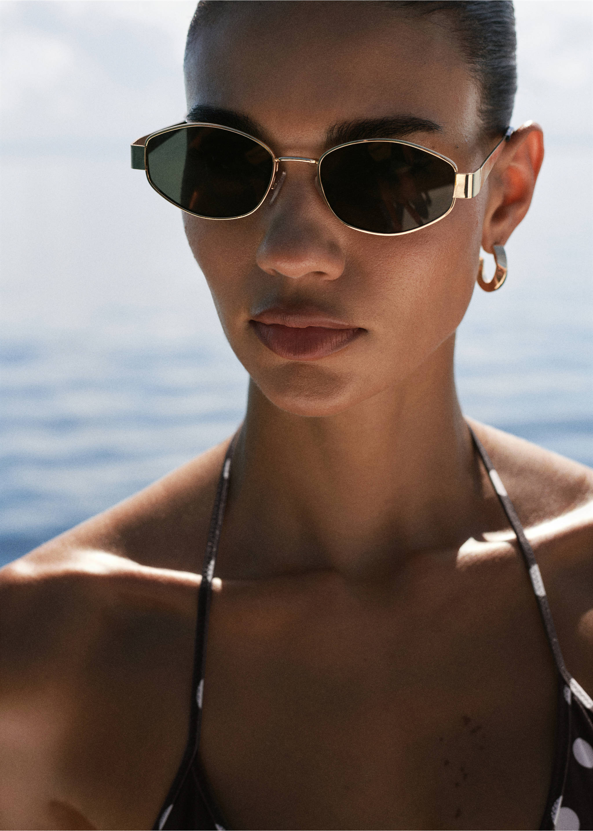 金属镜框太阳镜 - null, 金黄色. Ref: 27022893-00.