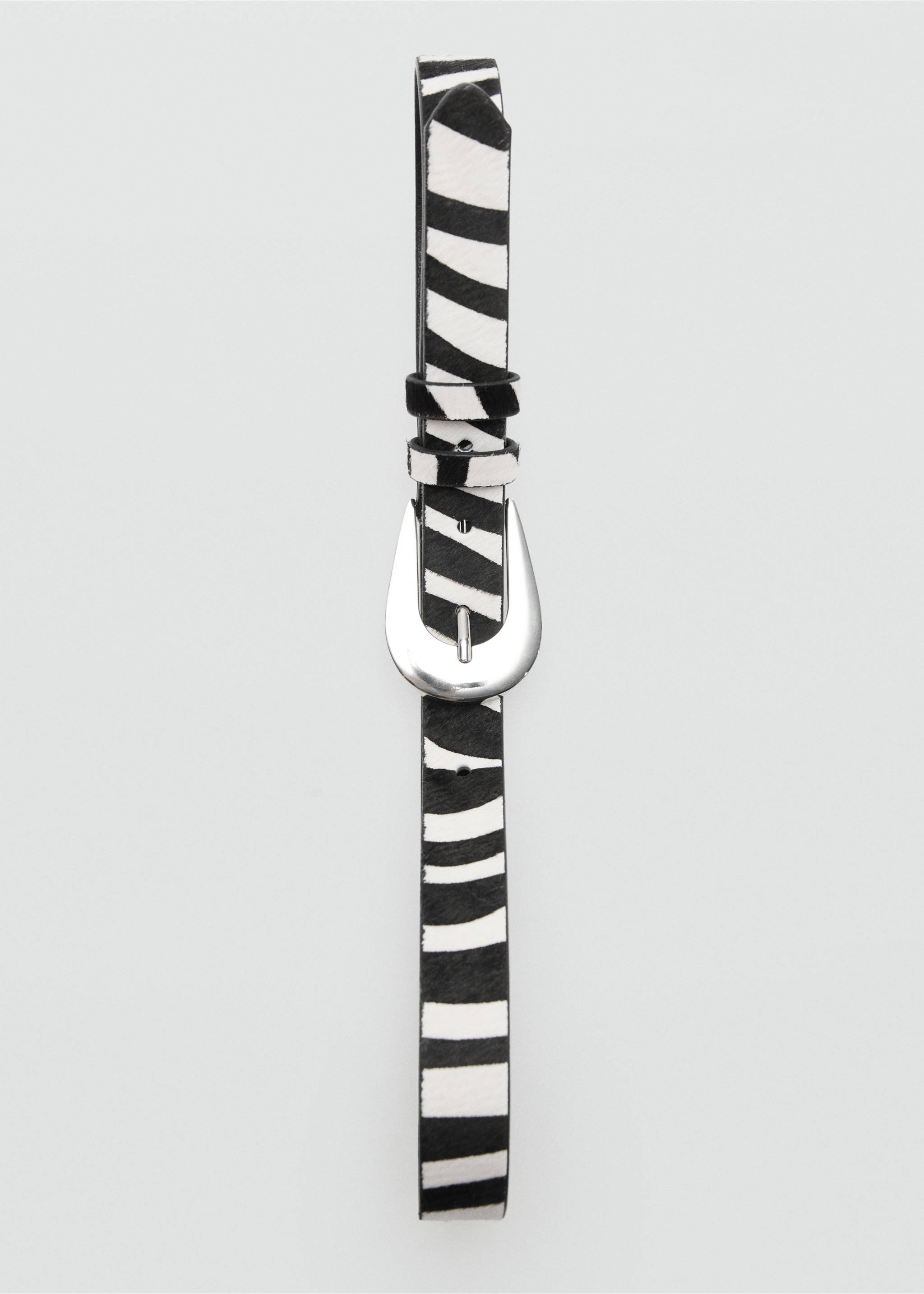 Ceinture en cuir avec poils de zèbre - Détail de l'article 2, Noir. Ref: 27022895-00.