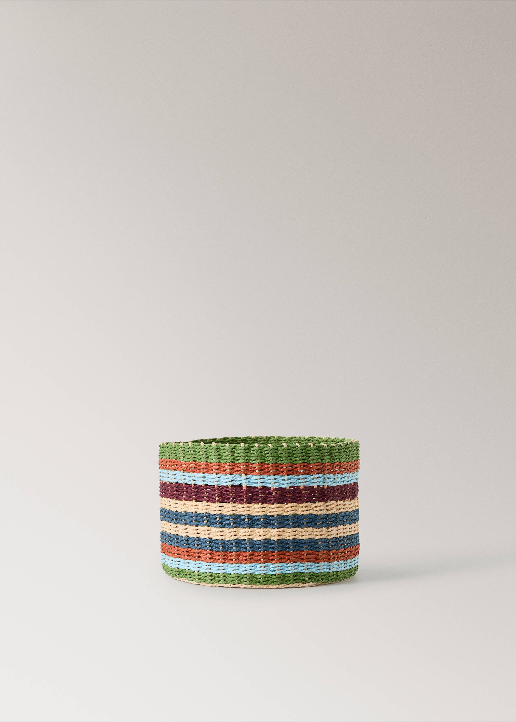 Medium multicoloured patterned circular basket - Article without model, Green. Ref: 27022899-00.