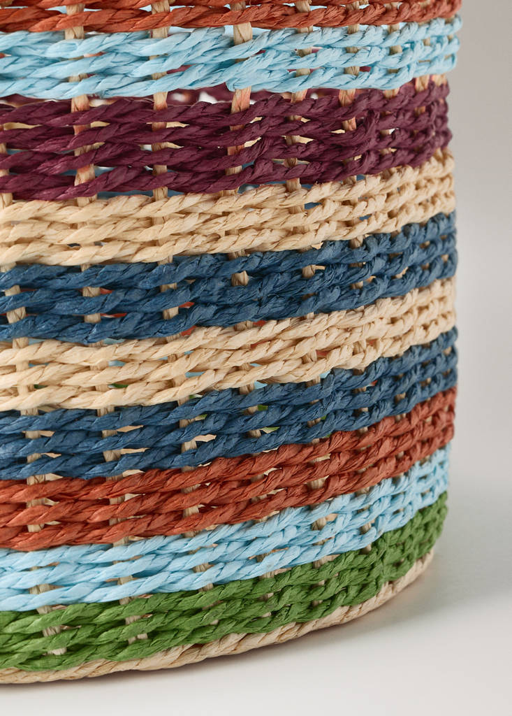 Small circular basket with colourful pattern — Green