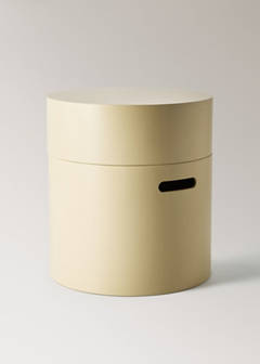 Wooden box with cylindrical lid and rectangular handle detail — Pastel Yellow 2