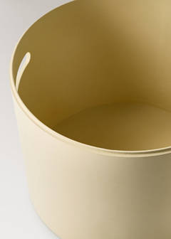 Wooden box with cylindrical lid and rectangular handle detail — Pastel Yellow 4