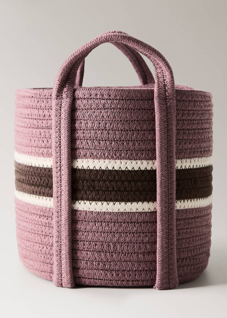 Medium children's cotton basket with handles — Pastel Pink