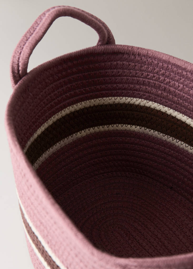 Medium children's cotton basket with handles — Pastel Pink