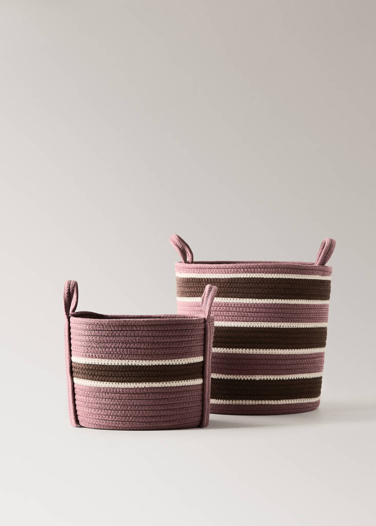 Medium children's cotton basket with handles — Pastel Pink
