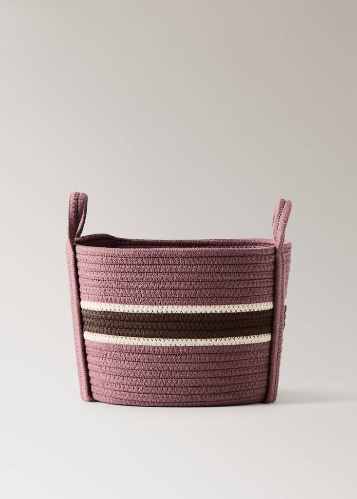 Medium children's cotton basket with handles — Pastel Pink