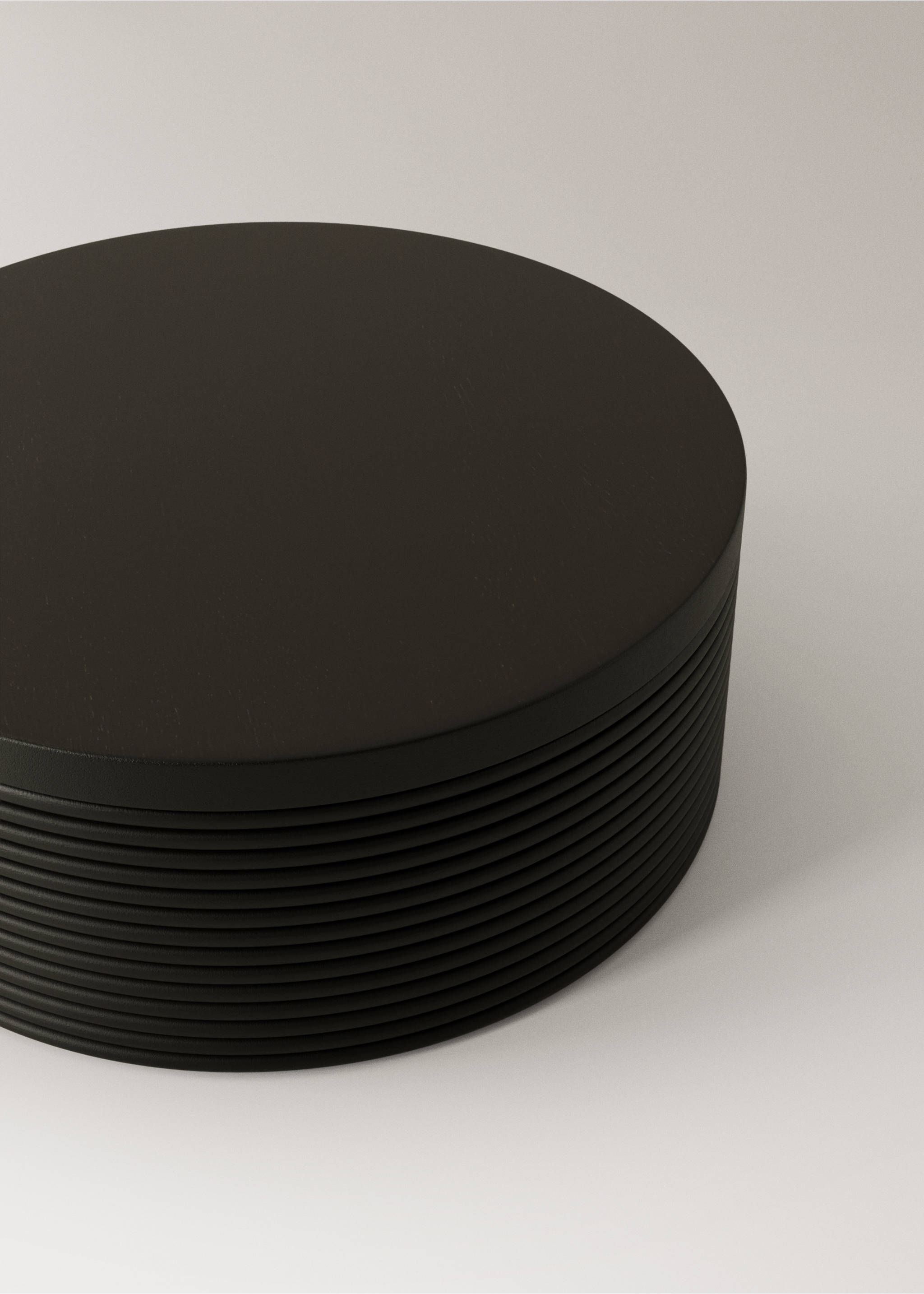 Medium round wooden box - Details of the article 1, Black. Ref: 27022903-00.